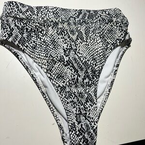 Xhilaration Black and White Snake Print High-Waisted Bikini Bottom small